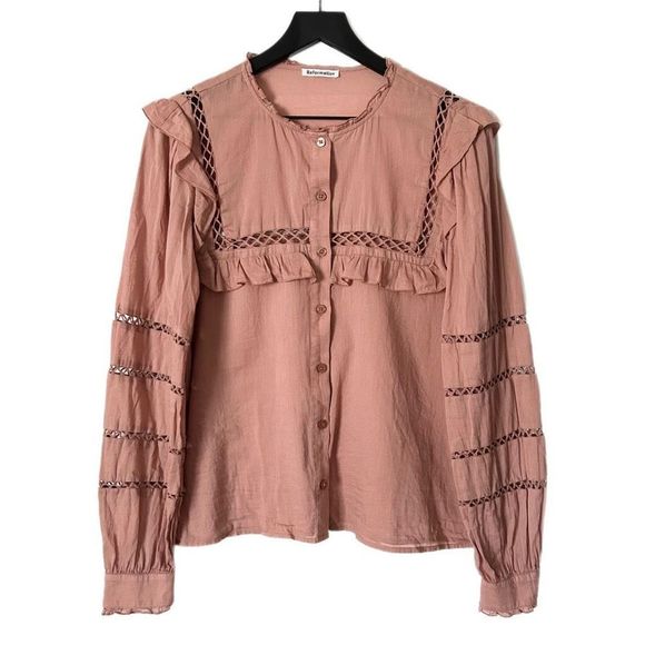 Reformation Pink Blouse with Lace Details - Picture 1 of 5